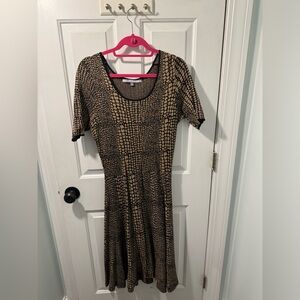 Luxe by Carmen Marc Valvo Sweater Dress Size Large Fit and Flare Animal Print